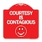 Signmission Designer Series Sign-Courtesy Is Contagious, Red & White Aluminum Sign, 18" x 18", RW-1818-24232 A-DES-RW-1818-24232 - alternate 1
